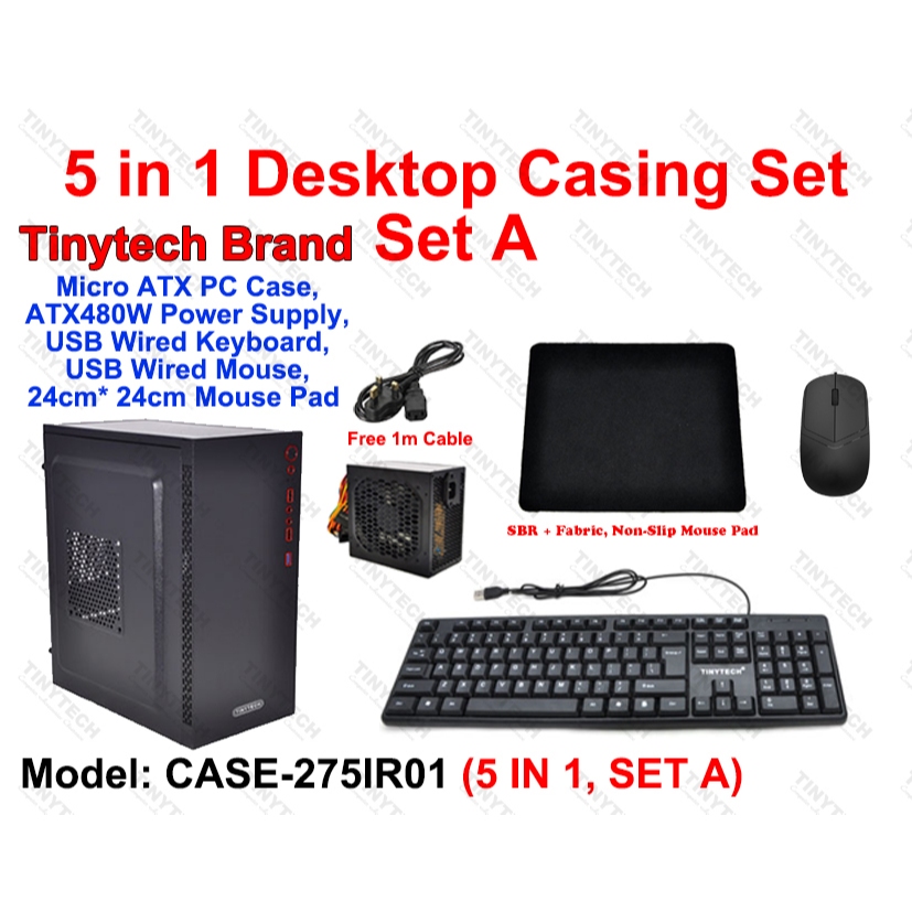 TINYTECH MICRO ATX CASING BUDGET (5IN1) VALUE SET A PC/ DESKTOP MATX ...