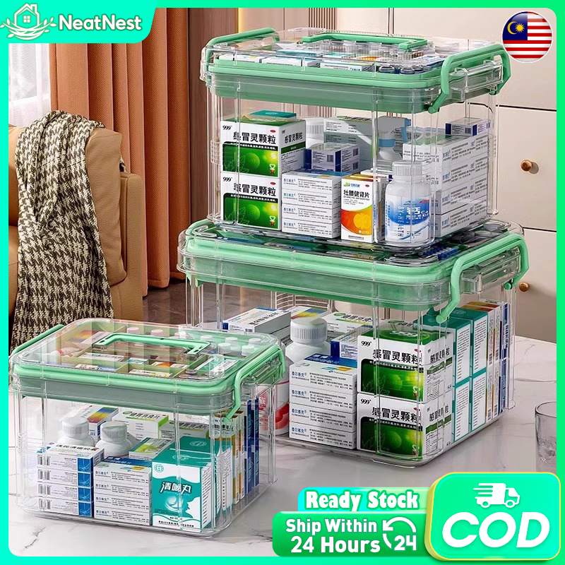 Medicine Storage Box First Aid Kit Portable Family Emergency Box ...