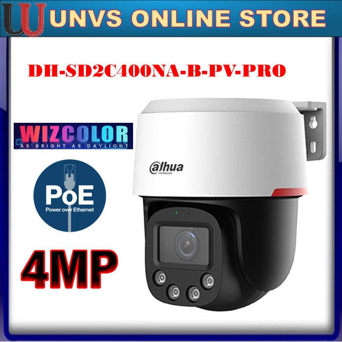 DAHUA IP POE WIZ COLOR 4MP PT NETWORK CAMERA WIZCOLOR SD2C400NA-B-PV ...