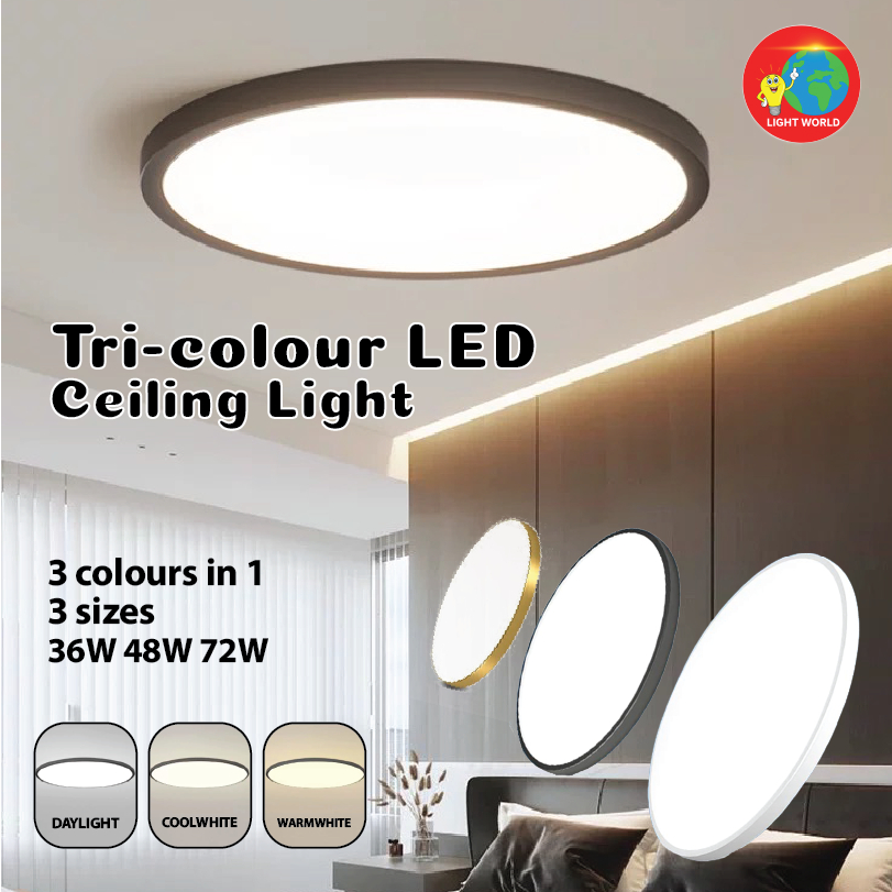 LED Ceiling Lamp 3 Colour Changable 96W 72W 48W 36W Modern Downlight ...
