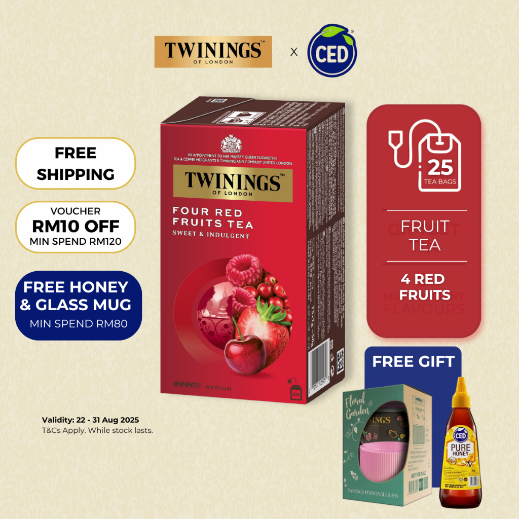 TWININGS 4 Red Fruits Flavored Tea (25's x 2g) | Flavored Black Tea ...