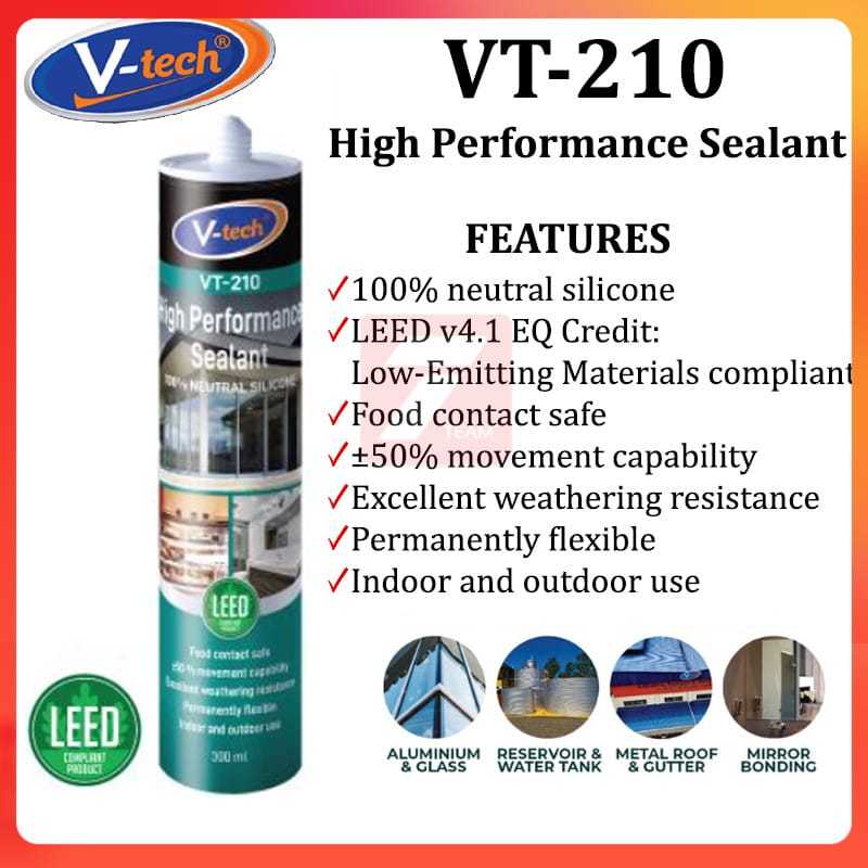 V-Tech Silicone Sealant & Adhesive Sealant VT210 Clear | Shopee Malaysia