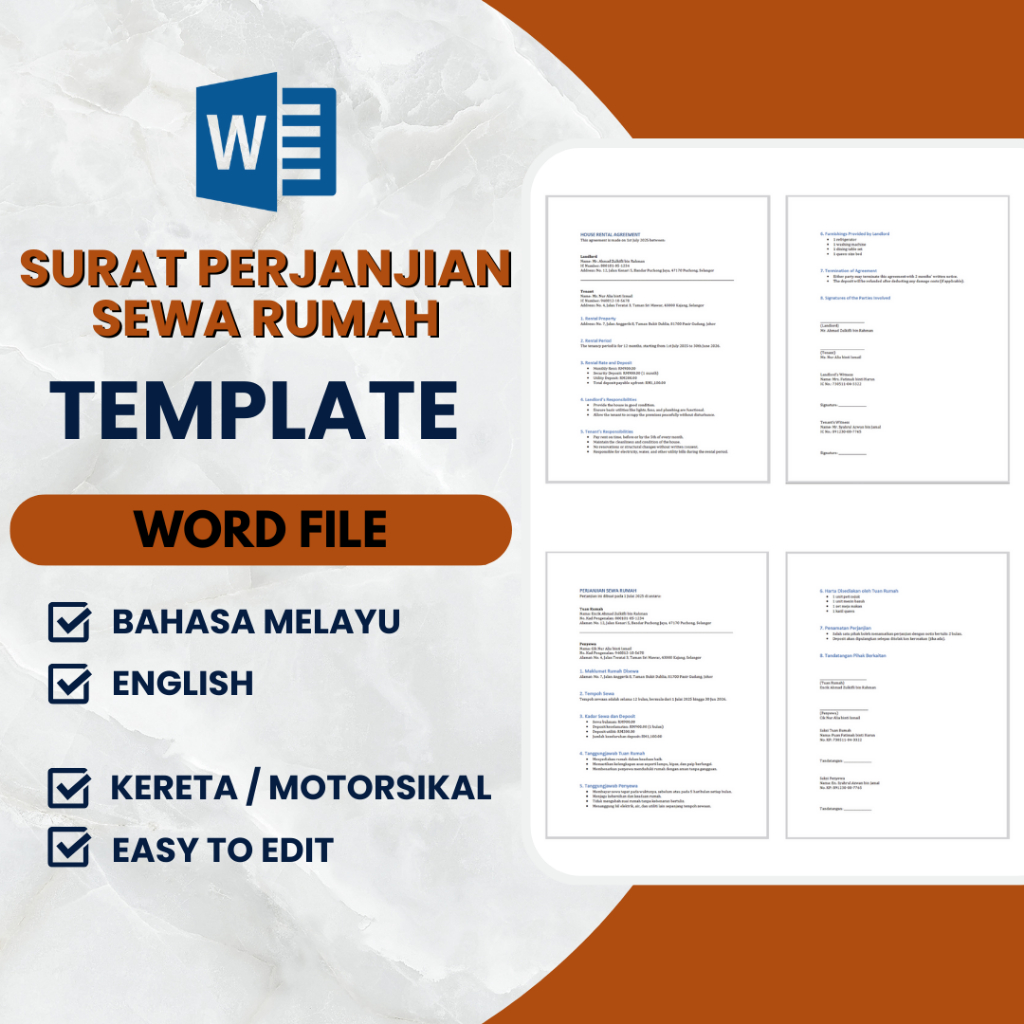 Template Surat Perjanjian Sewa Rumah | Tenancy Agreement | House Rental ...