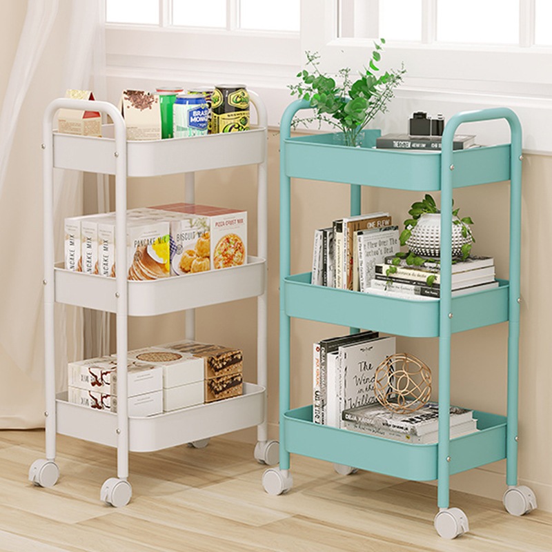 【100%carbon steel】Multilayer Trolley Rack Movable Storage Shelf Storage ...