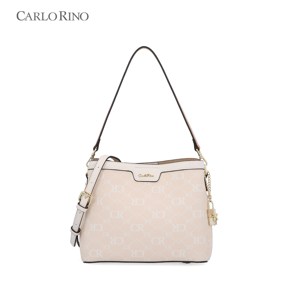 Carlo Rino CR Monogram in Cream Shoulder Bag - Beige | Shopee Malaysia