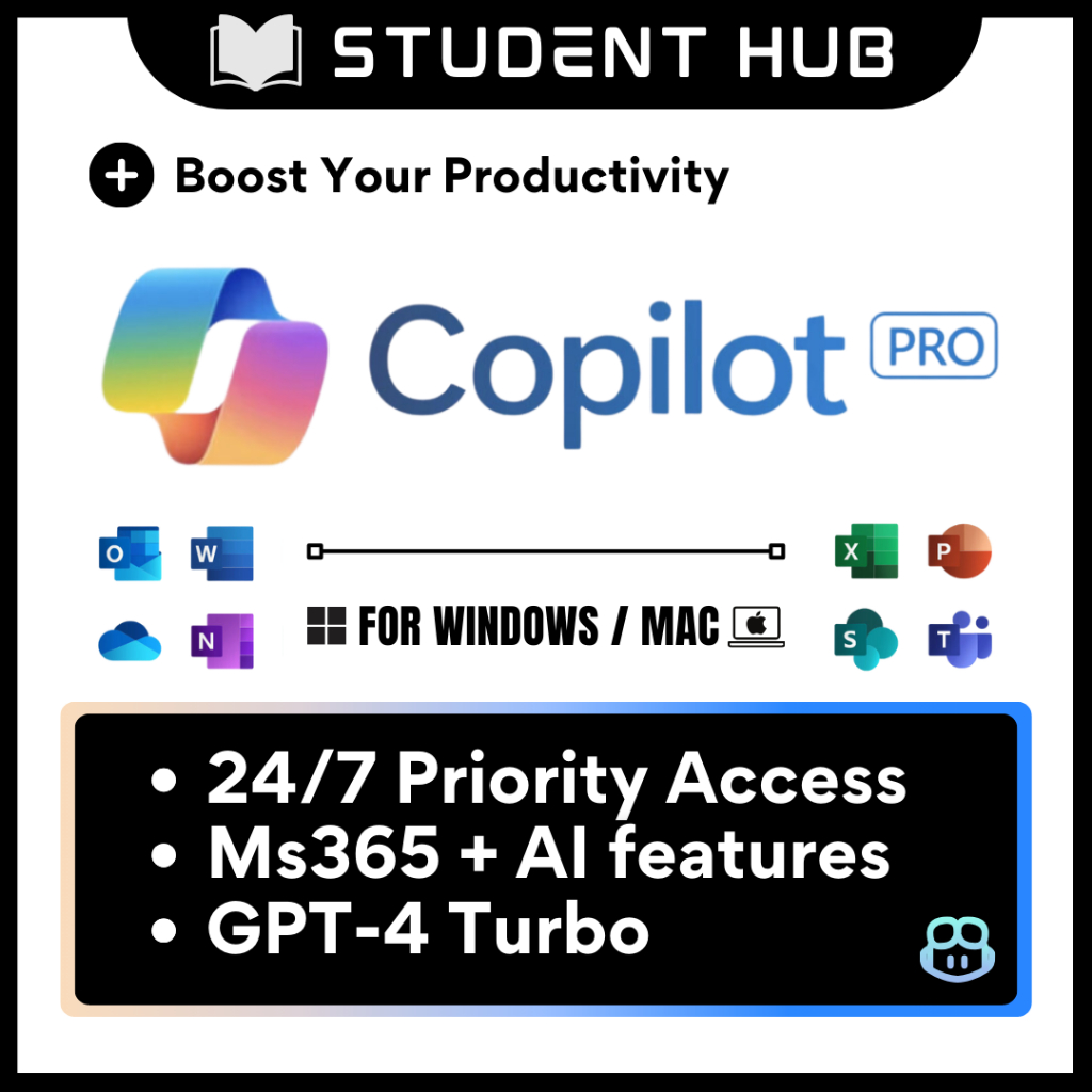 [1 Month] Microsoft Copilot Pro + 365 GPT4 GPT4 Turbo ChatGPT