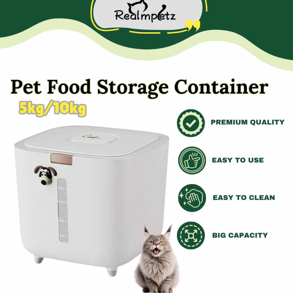 Realmpetz 5kg/10kg Pet Cat Food Container Insect And Moisture-proof ...