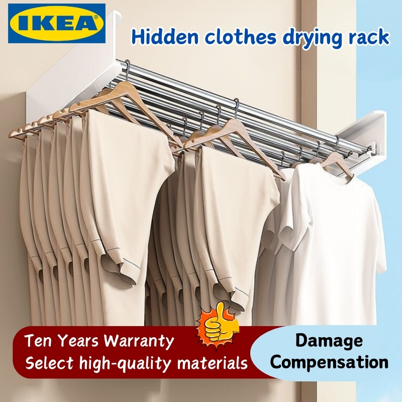 iKeA Invisible Retractable Drying Rack Multifunctional Bathroom Towel ...