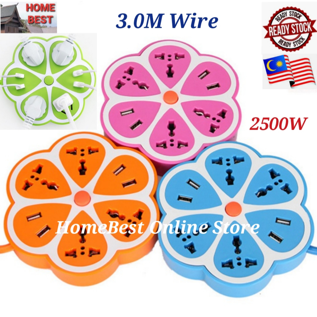 3.0Meter Wire Universal Multi Switch Socket Extension Power USB+ Socket ...