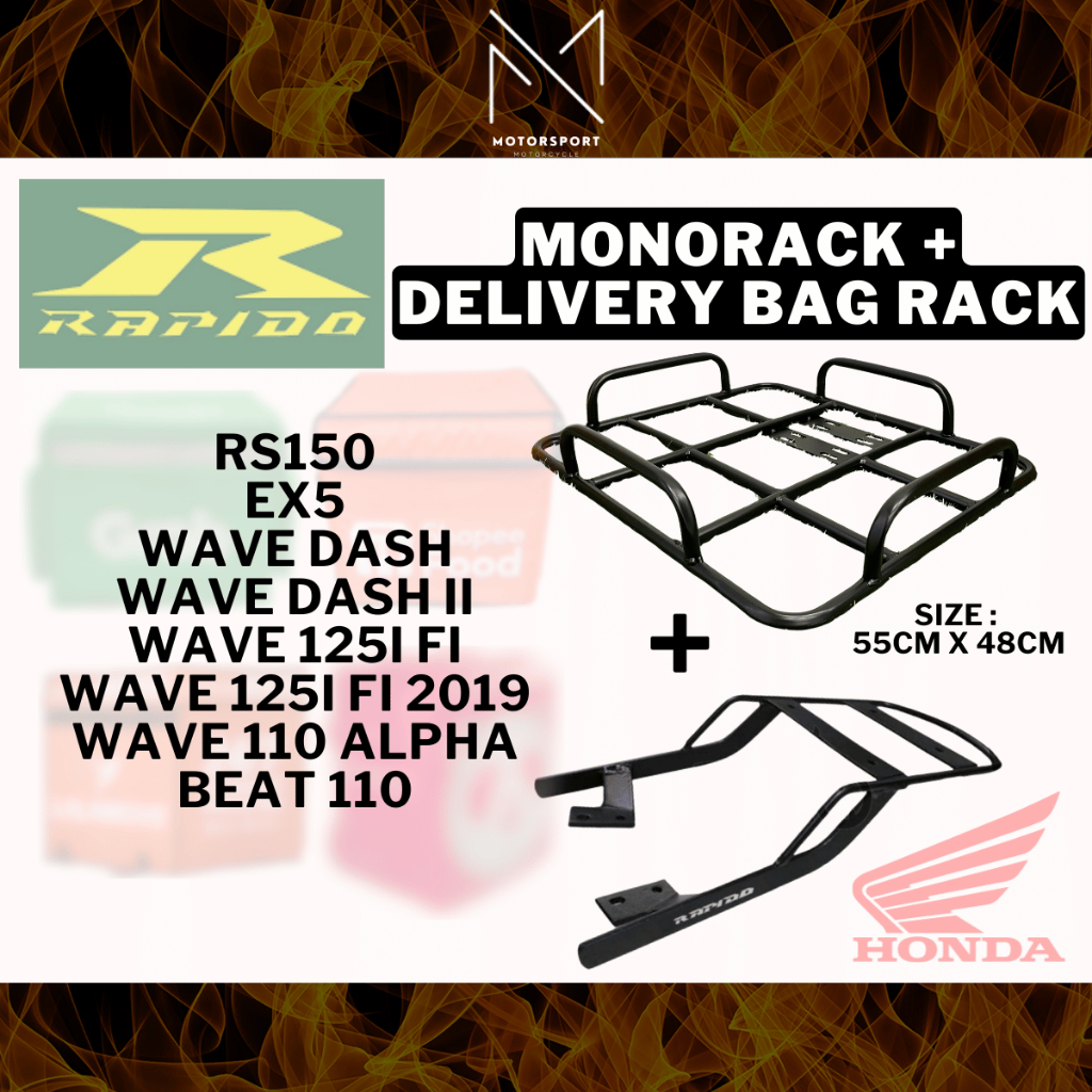 RAPIDO HONDA Monorack Motorcycle With Delivery Rack Frame Rak Rek ...