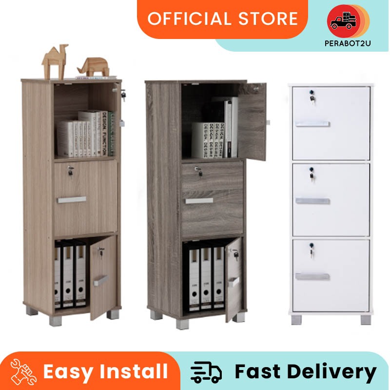 P2U Naomi Almari Berkunci 3 Compartment/3 Door Storage with Lock/Locker ...