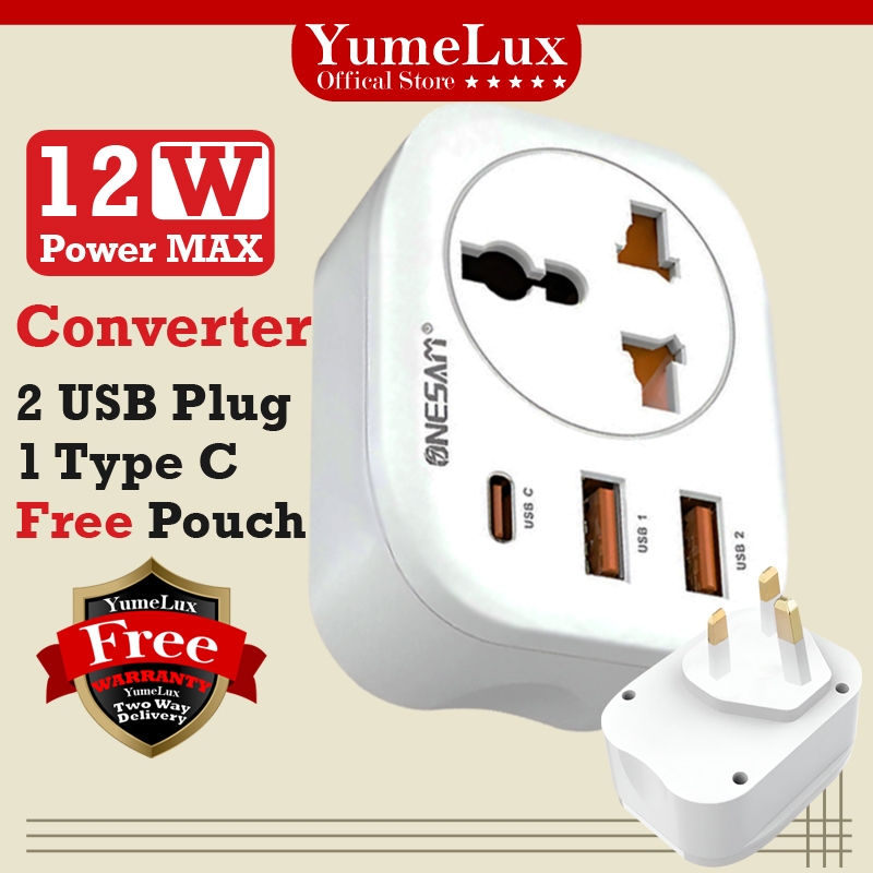 YumeLux Universal Conversion Plug Fast Charger USB Port Type C ...