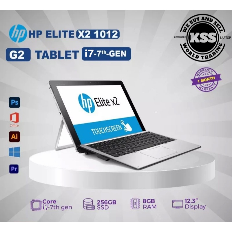 HP Elite x2 1012 G2-7th Gen. Intel Core i7-256GBSSD-8GB RAM 12.3 ...