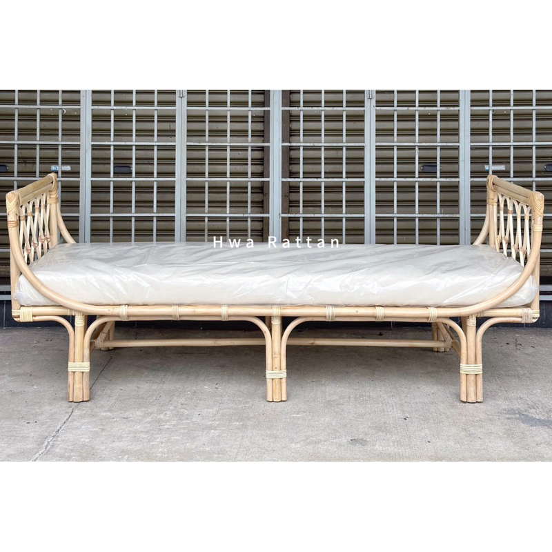 Rattan sofa lounge chair w cushion Rattan long bench Pelamin rotan ...