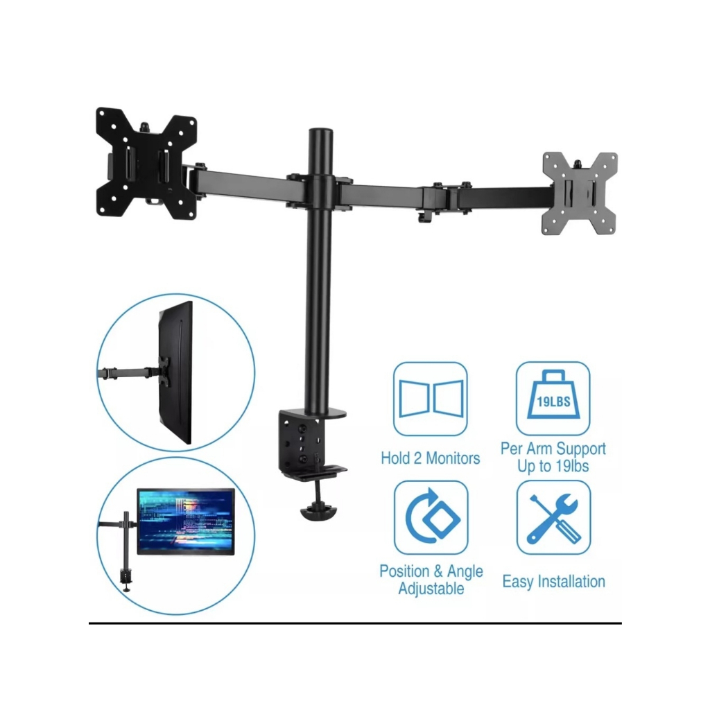 Dual Monitor Arm Monitor Stand Vesa Mount Monitor Riser 17-32 Inch ...