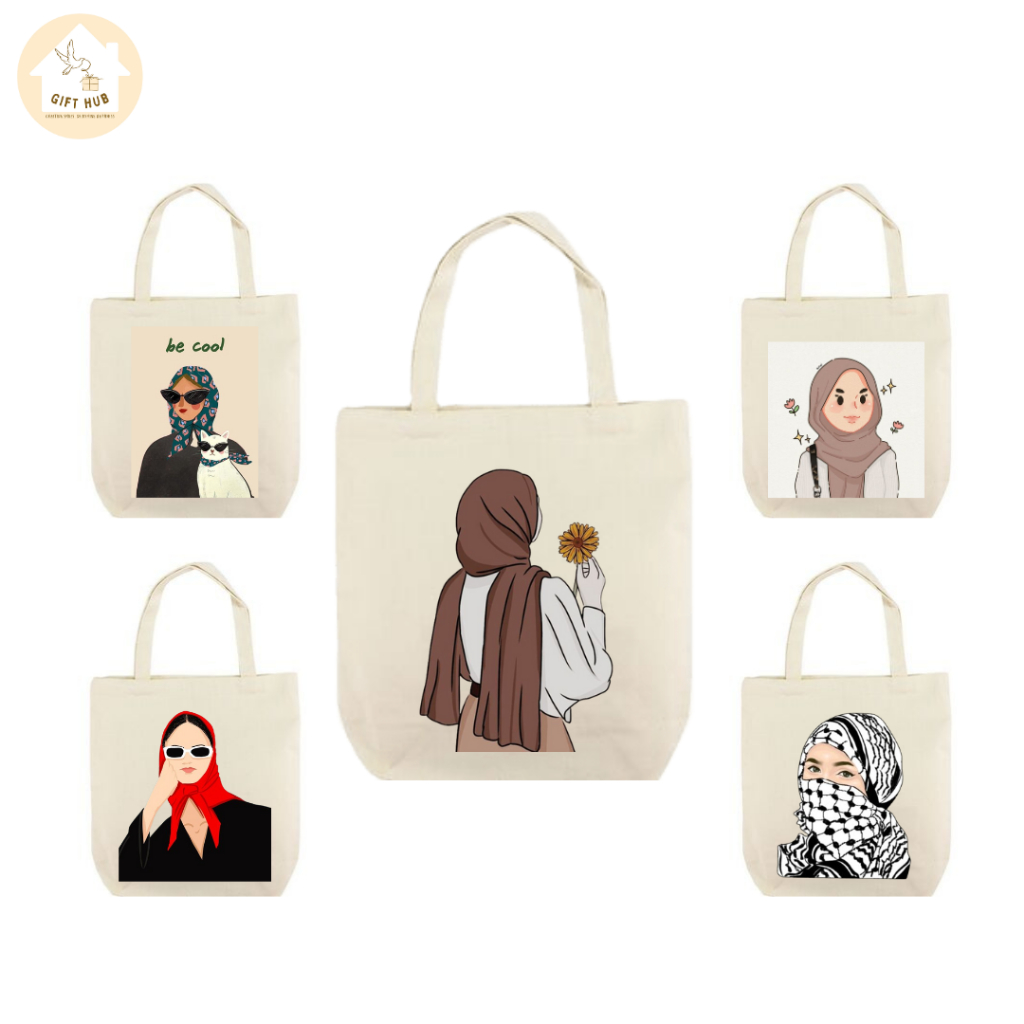 Hijab Fashion Tote Bags Shopping Bag Canvas Bag Shopee Malaysia