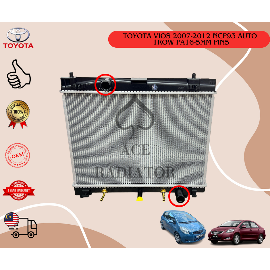 TOYOTA VIOS 2007-2012 NCP93 AUTO OR MANUAL OEM RADIATOR ASSY 1ROW PA16 ...