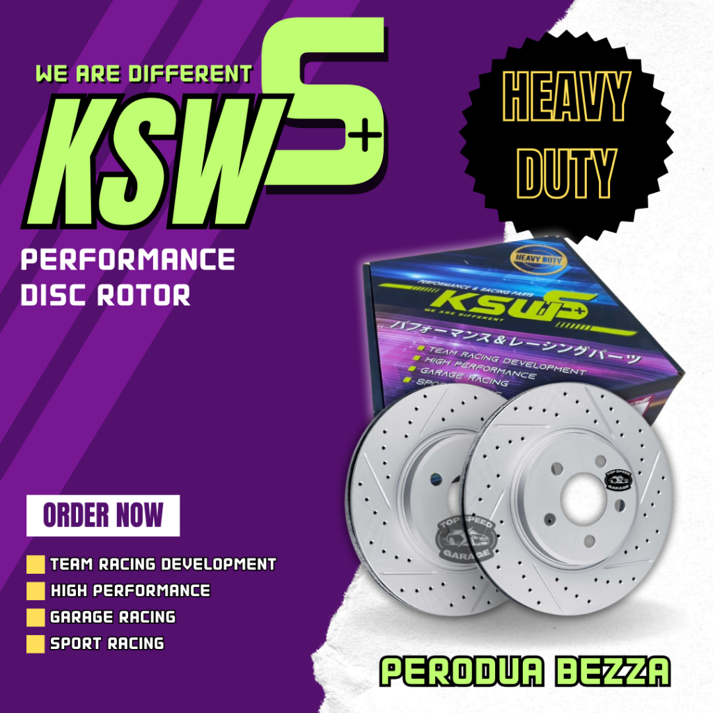 PERODUA BEZZA - KSW S+ Performance Disc Rotor Slotted & Drilled(1 PAIR ...