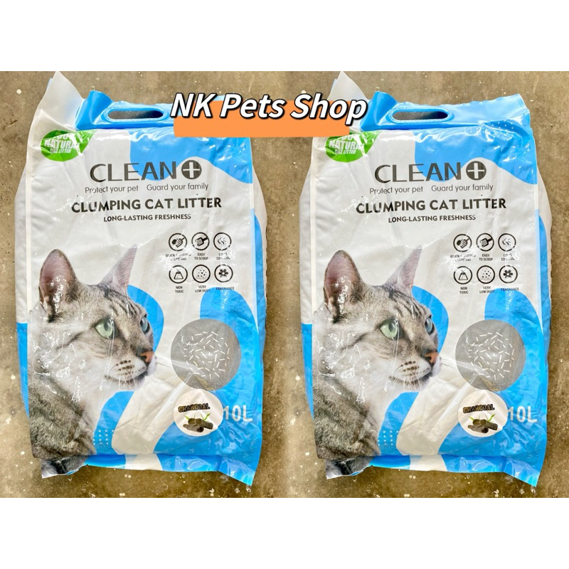 Clean+ clumping cat litter 10L (charcoal) | Shopee Malaysia
