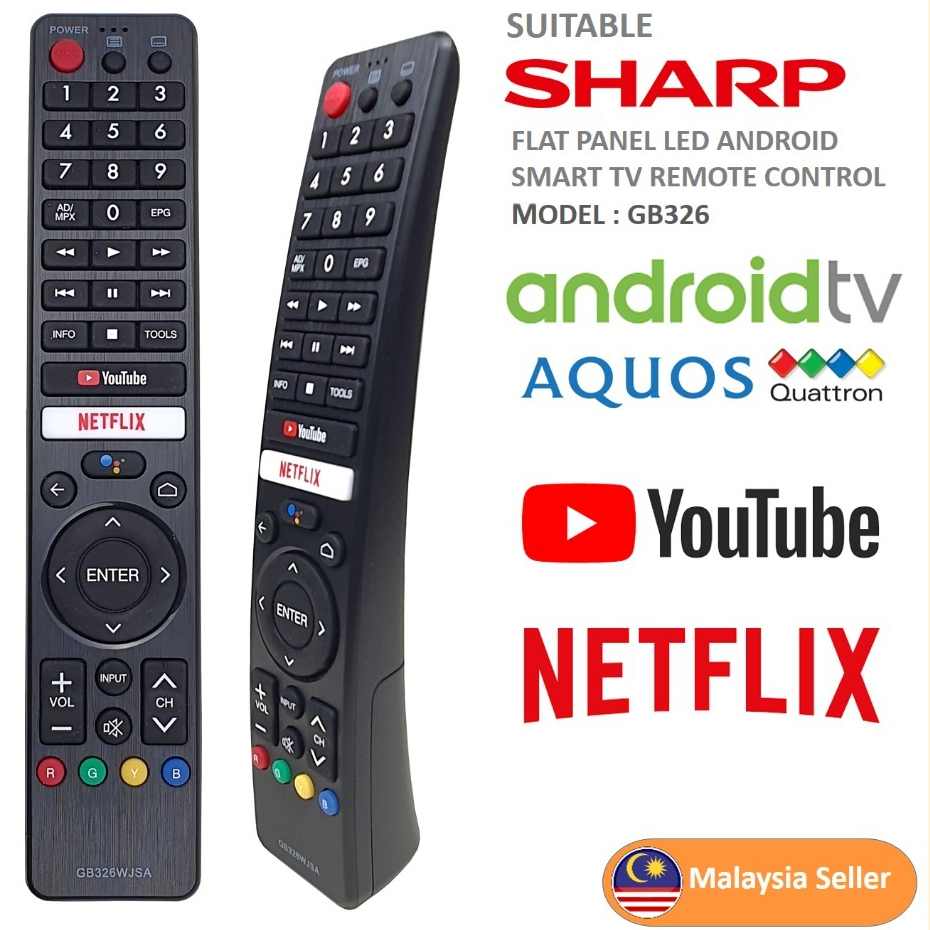 Replacement Sharp Youtube Netflix Android Smart TV Remote Control