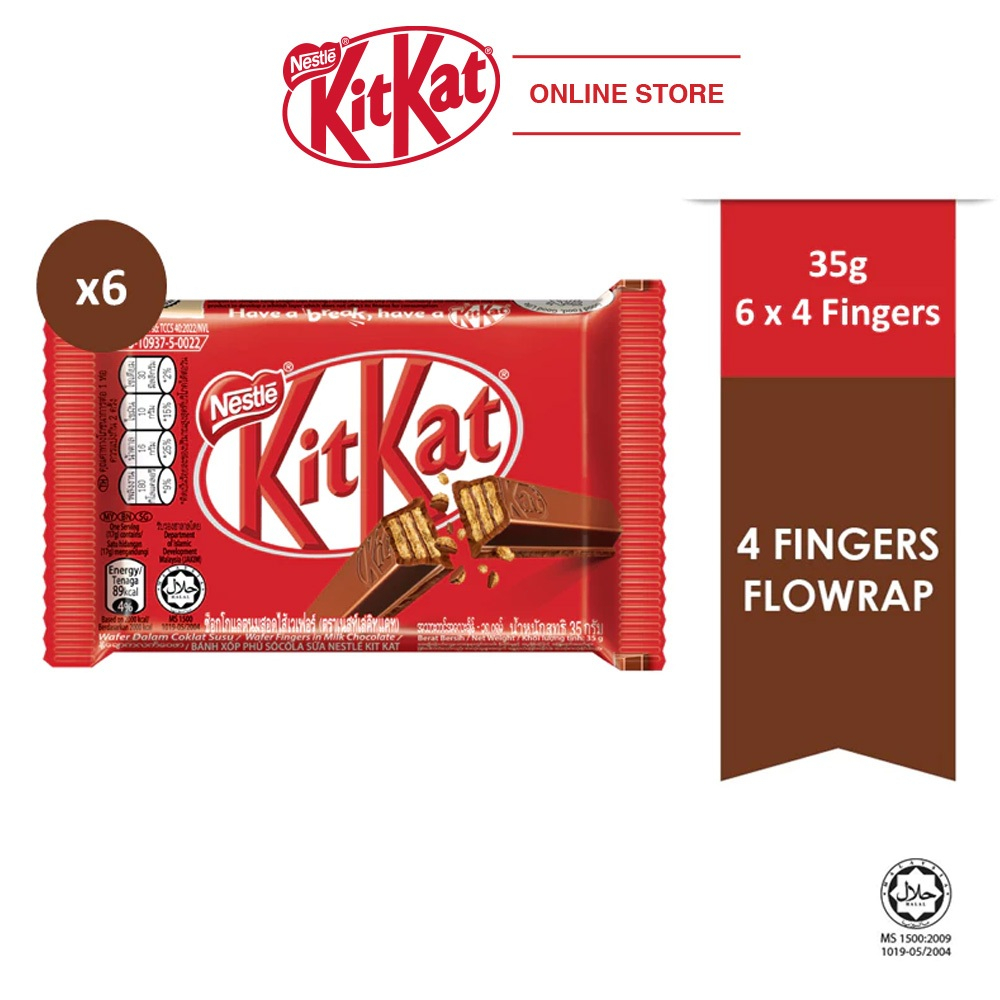 NESTLÉ KitKat® 4-Fingers MIlk Chocolate 35g Bundle of 6 | Shopee Malaysia