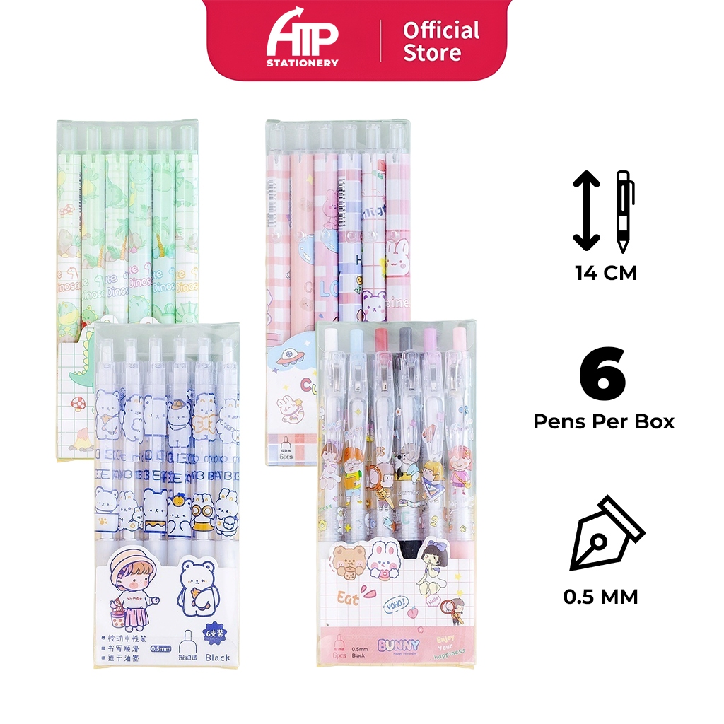 Transparent Box Pen Set 0.5mm Cute Creative Cartoon Design Black Ink ...