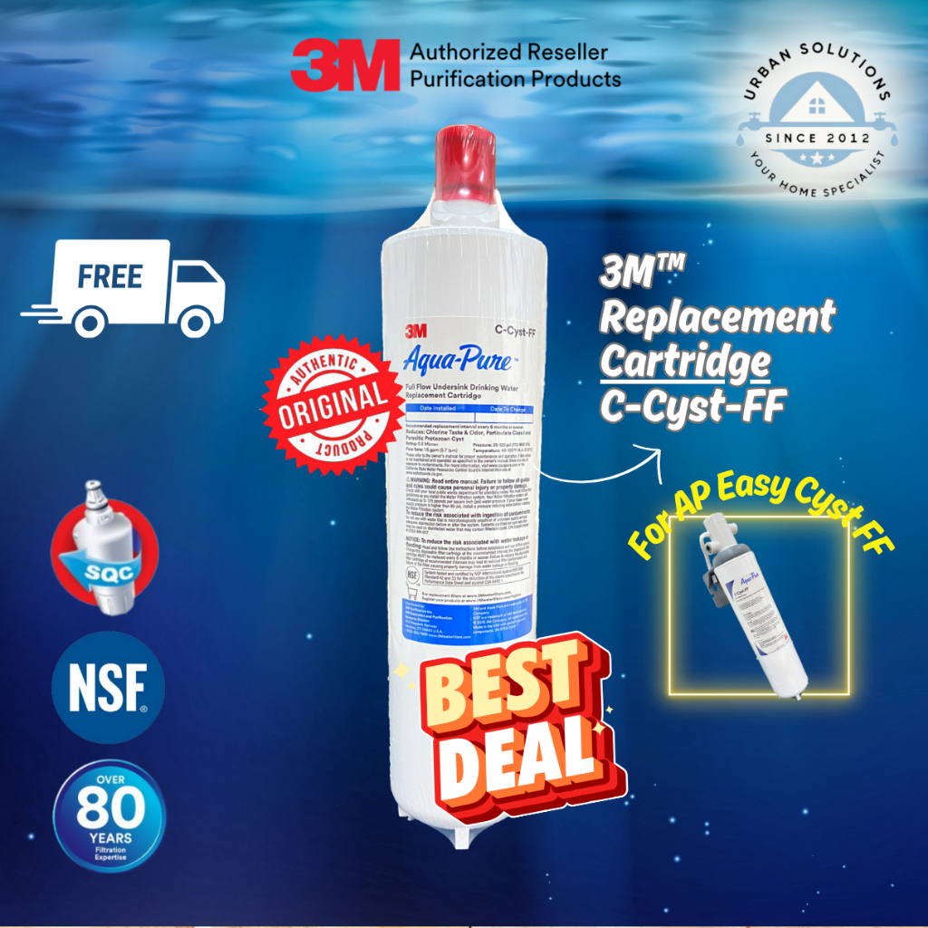 Filtro Per Acqua 3M AquaPure C-Cyst-FF Da Sottolavello - Sostituzione Facile, 0.5 Micron
