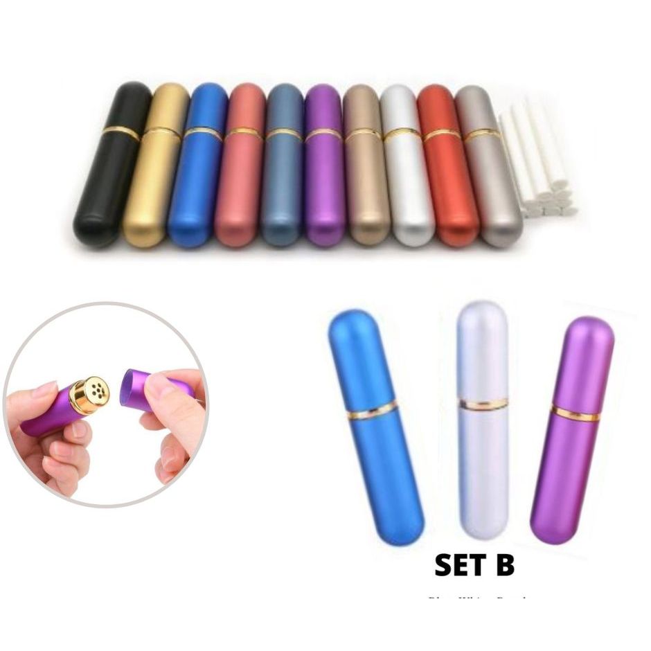 Personal Inhalers (3 pcs/pack) Refillable Aluminium Glass with Cotton ...