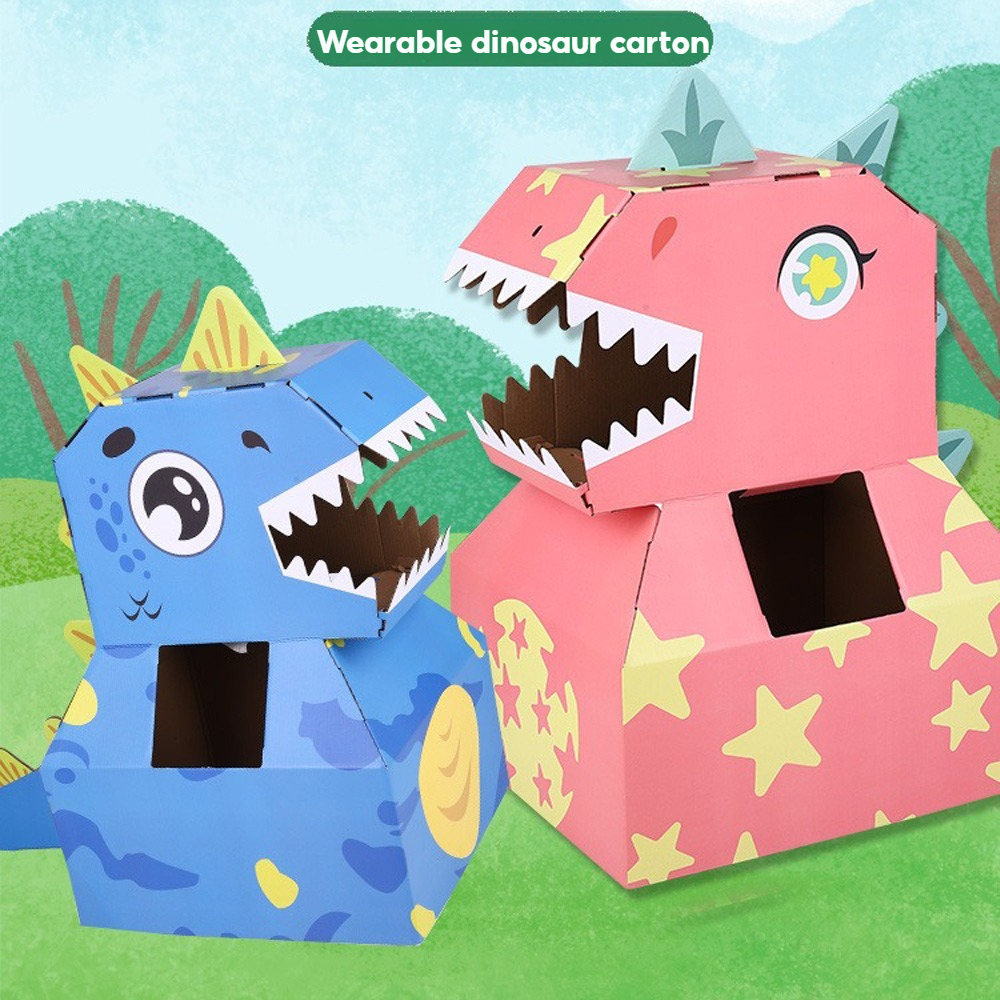 Assembly Dinosaur Wearable Diy Paper Shandmade Box Cardboard | Shopee ...