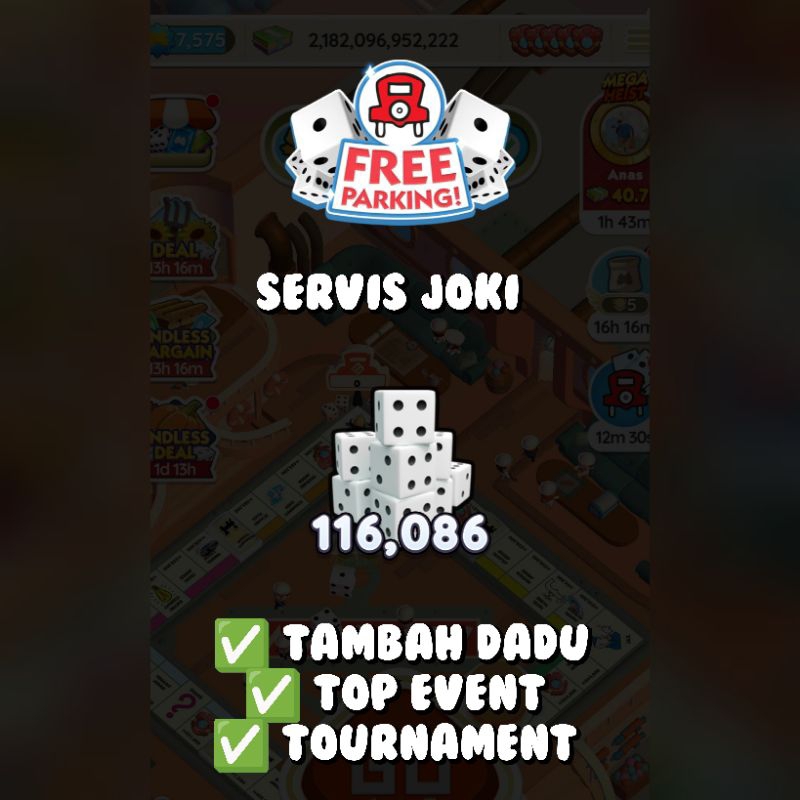 SERVIS JOKI MONOPOLY GO / TAMBAH DADU Shopee Malaysia