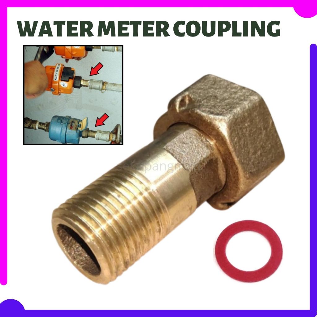 Brass Water Meter Coupling Nut And Washer Meter Connector Reducer Pipe