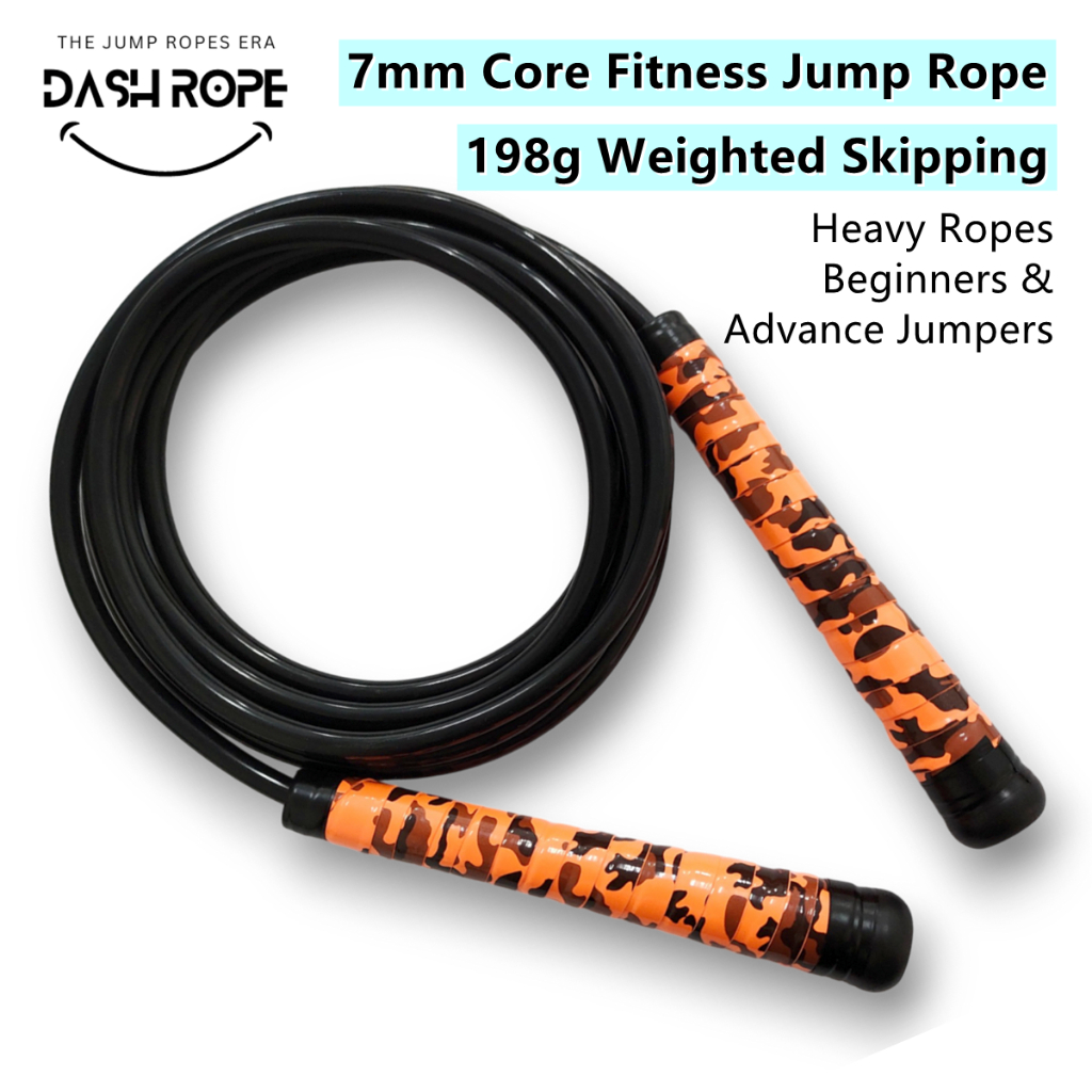 DASHROPE 8mm 7mm Weighted Skipping Heavy Jump Rope Flexible Premium PVC ...