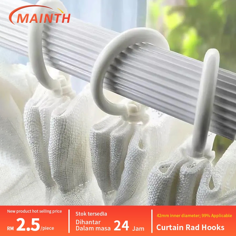 [Mainth]Curtain Rod Ring Hook Hanging Optional Shower Pole Plastic ...