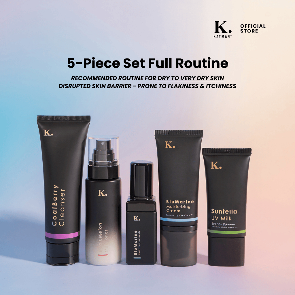 KAYMAN Skin Care Combo: 5-Piece Set Full Routine for Dry to Very Skin ...