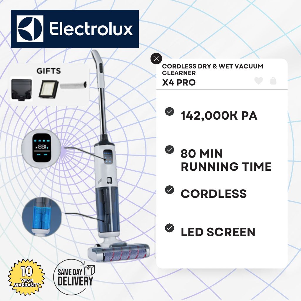 Electrolux X4 Smart Cordless Vacuum Cleaner Wet & Dry with Self