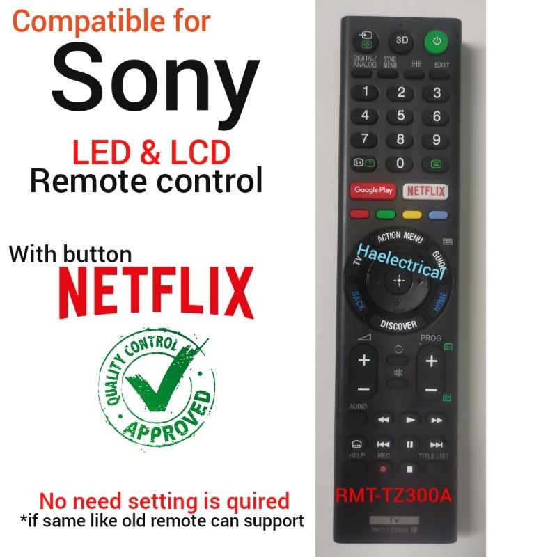 sony Smart tv remote control with Google play & netflix button | Shopee ...
