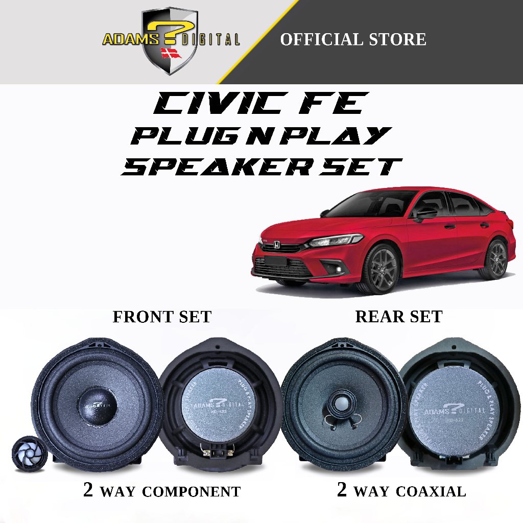 Adams Digital Honda Civic FE Plug and Play 2 Way Component/Coaxial ...