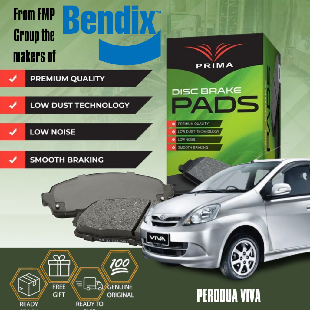 PERODUA VIVA - PRIMA DISC BRAKE PAD FRONT (BENDIX) 100% ORIGINAL ...