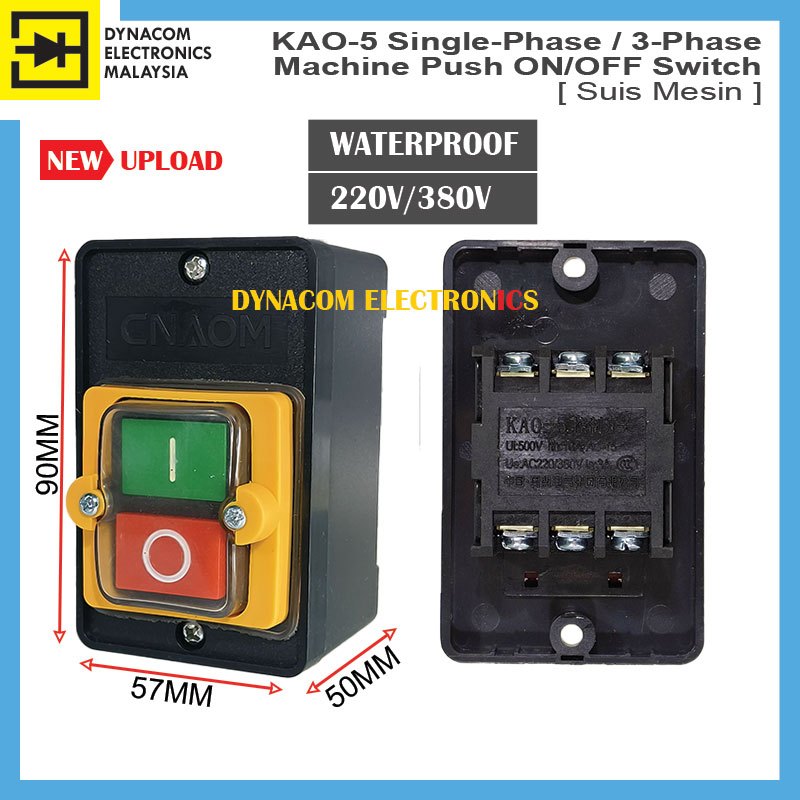KAO-5 : 3P 220V/380VAC 10A Single-Phase / 3-Phase ON/OFF Self-Locking ...