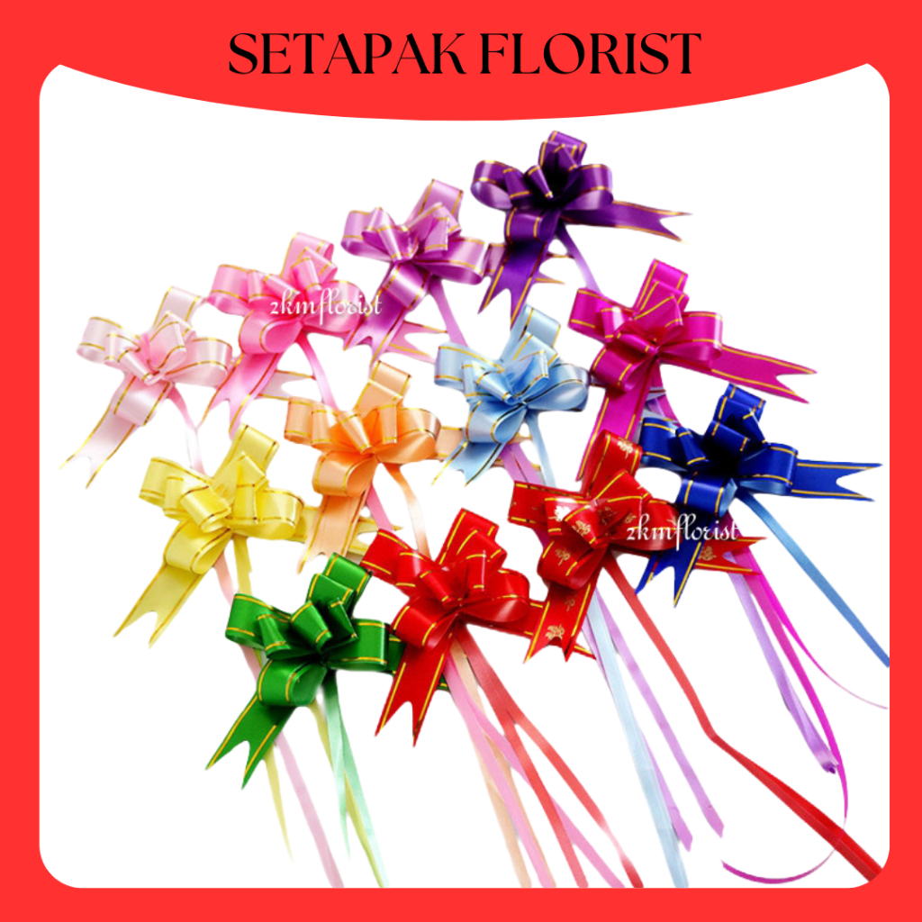 [10PCS] 33CMx1.65CM PULL Ribbon Reben Riben Gift Satin Organza Flower ...