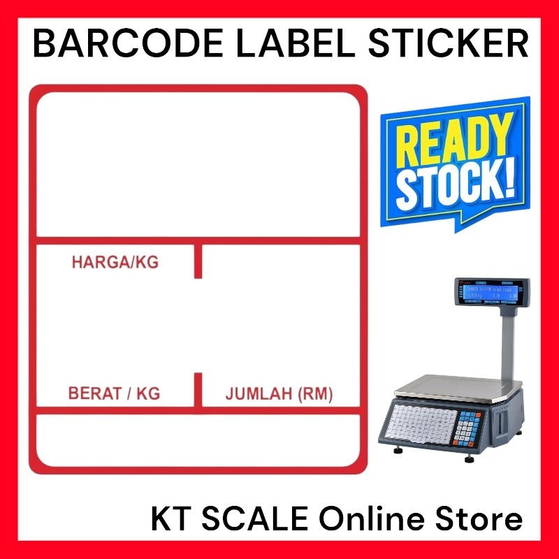 BARCODE LABEL STICKER THERMAL LABEL STICKER FOR DIGITAL SCALE | Shopee ...