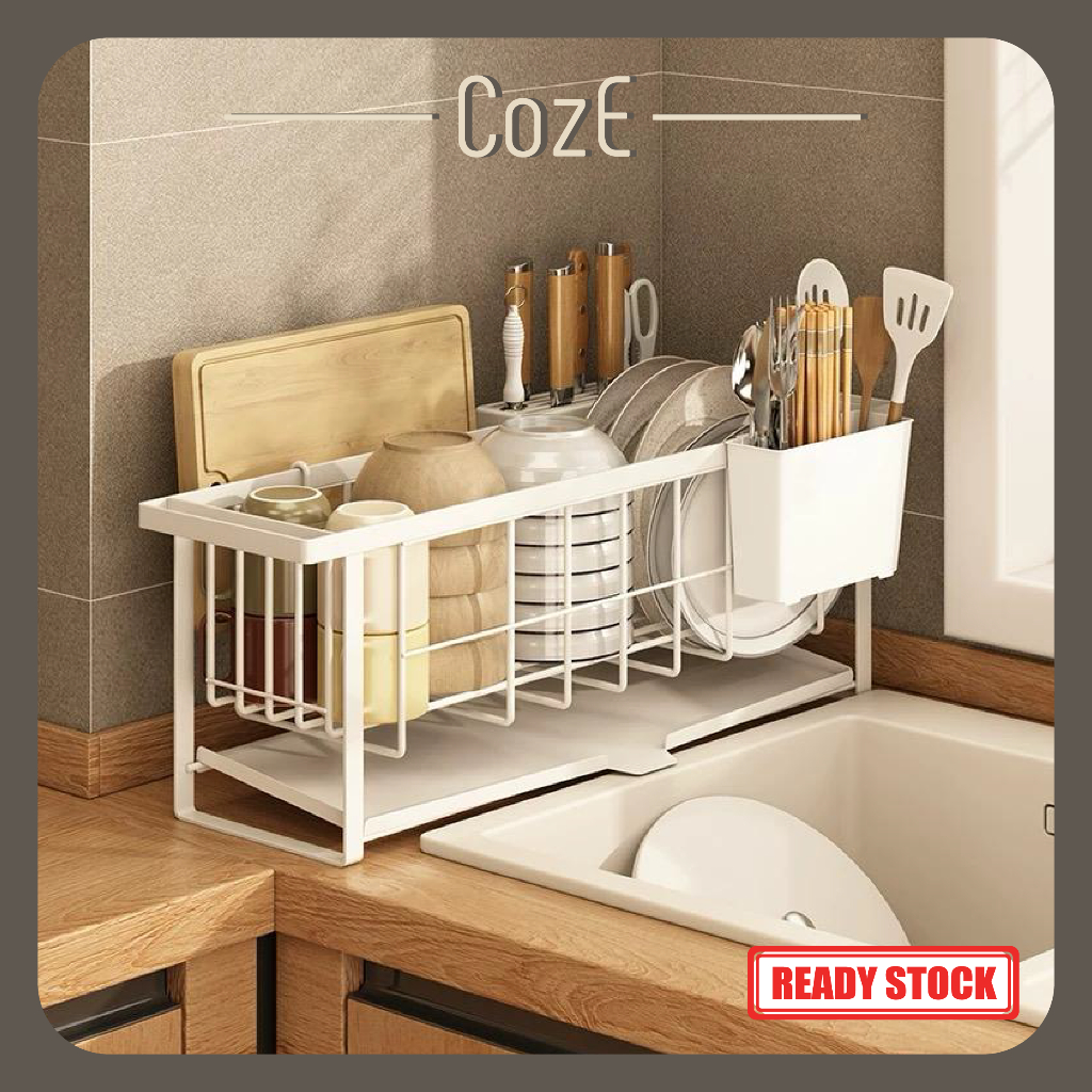 CozE Carbon Steel Drain Rack Kitchen Bowl Rack Sink Side Dish Storage ...