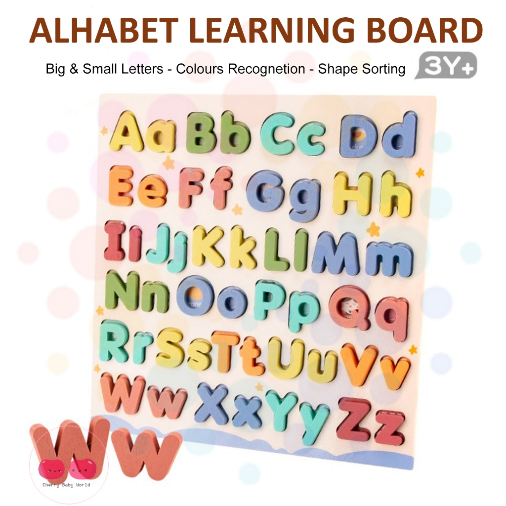 Wooden 3D Alphabet Number Matching Puzzle Board Early Learning ...