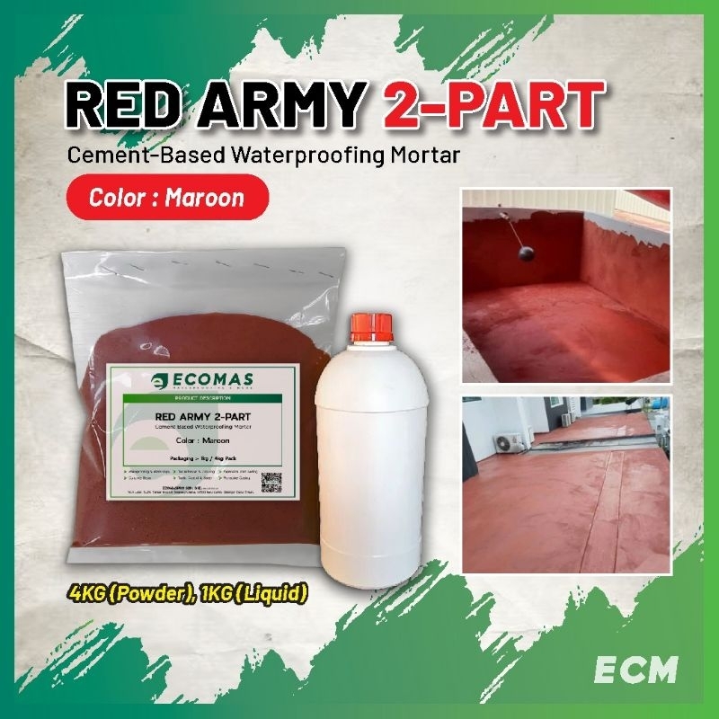 RED ARMY 2-PART (5KG SET) CEMENT-BASED WATERPROOF SLURRY / CAT SIMEN ...