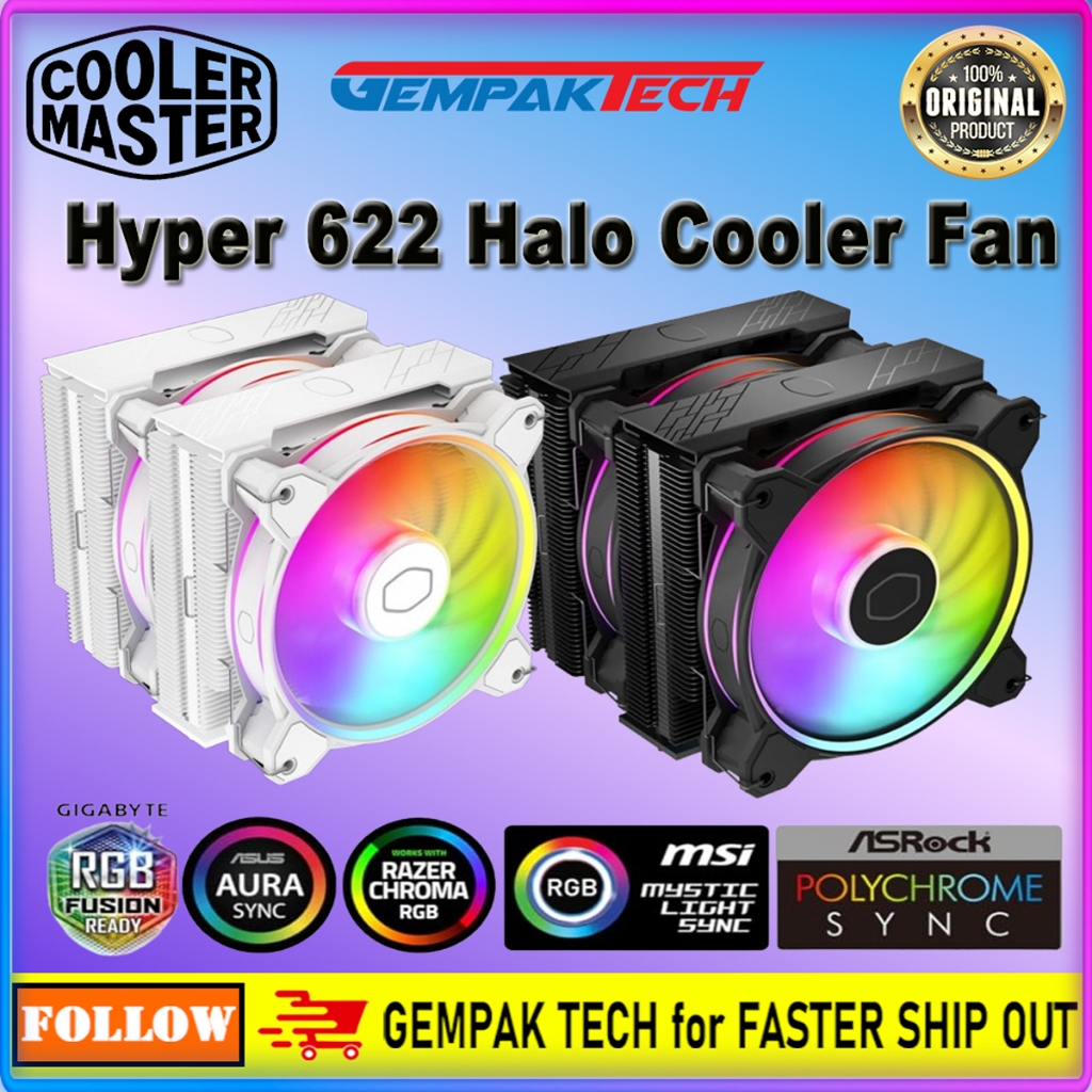 Cooler Master Hyper 622 Halo Black Dual Tower Heat Sink with 6 Heat ...