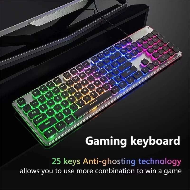 Gaming Mechanical Keyboard RGB LED Wired Keyboard Silent Keyboard Wired ...