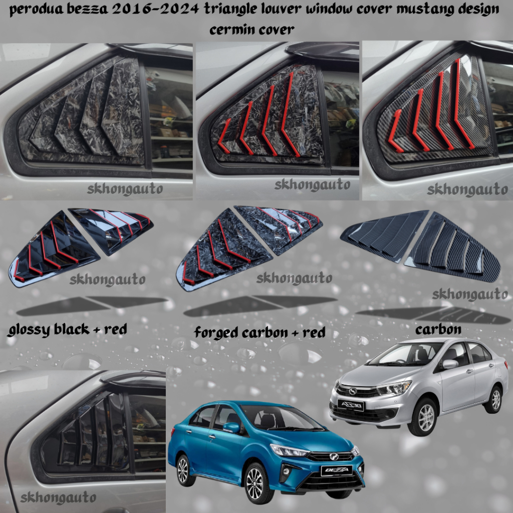 perodua bezza 2016-2024 carbon fiber triangle louver window cover ...