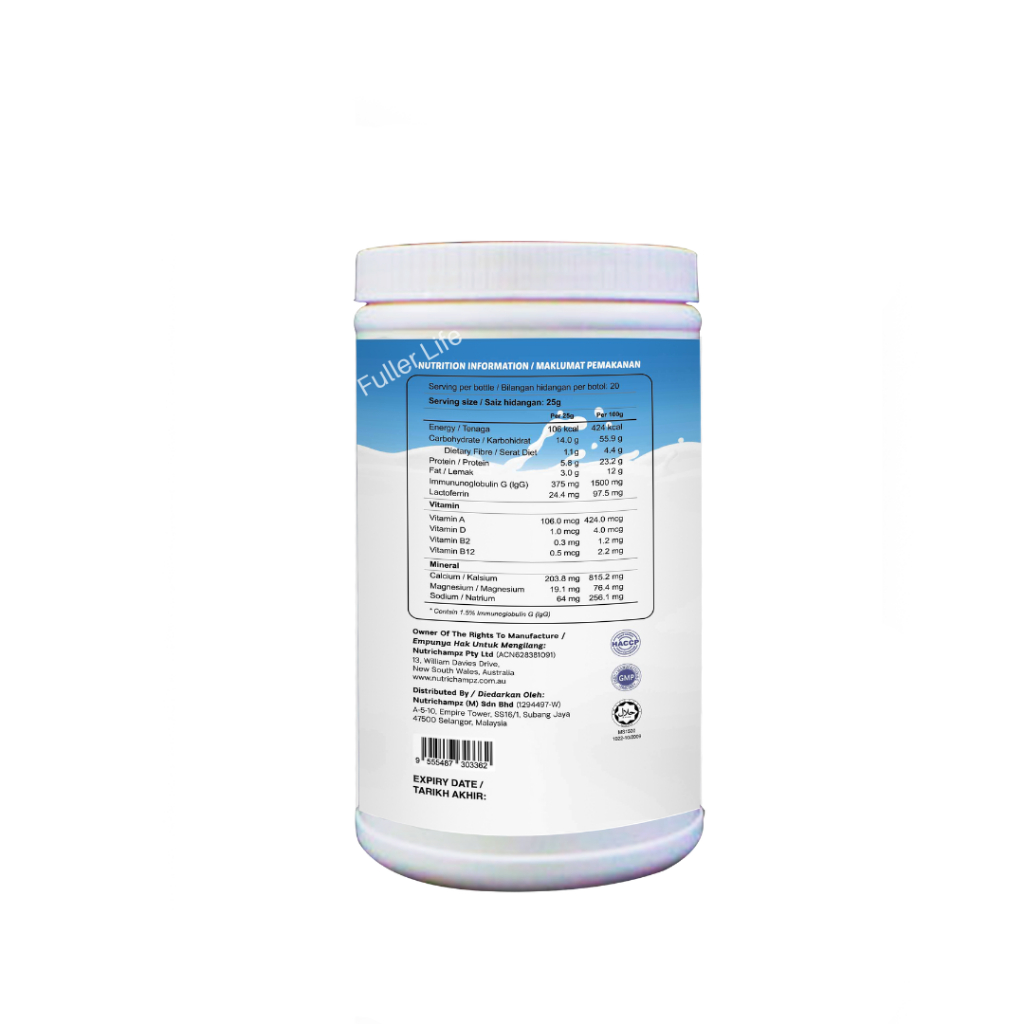 NUTRICHAMPZ 1st Defence Colostrum Milk Powder (500g) | IgG Booster High ...