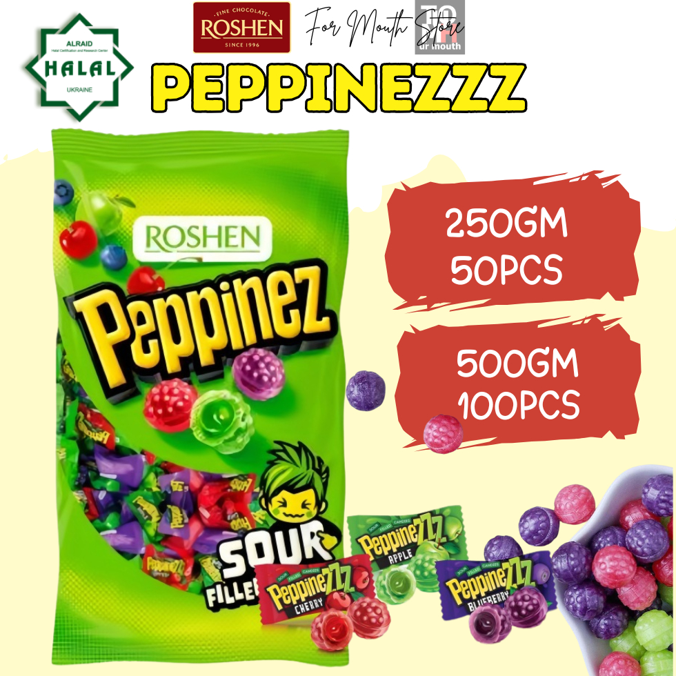 250/500gm Roshen Peppinez Sour Candy Peppinezzz Sour Candy Pippinezz ...