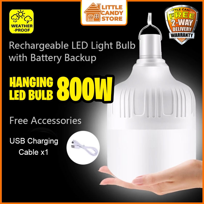 LED Bulb USB Rechargeable Hanging Camping Light Night Market Portable ...